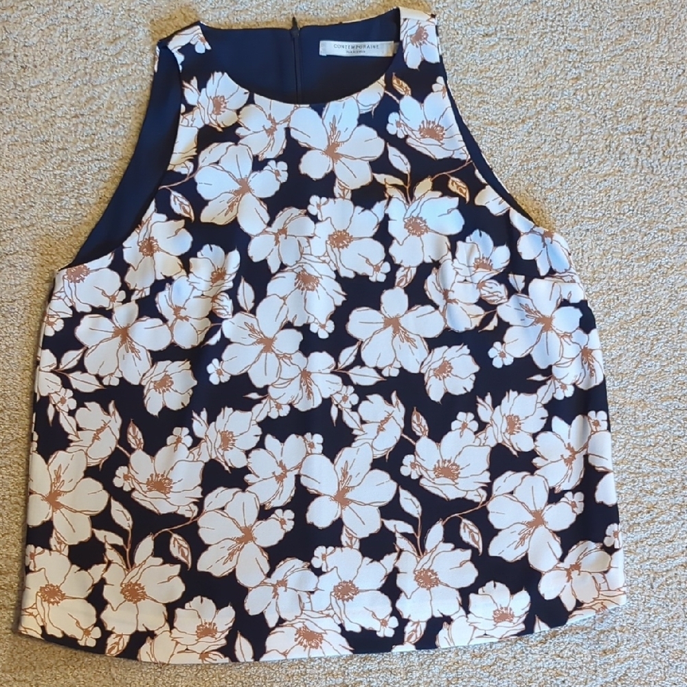 Contemporaine Simon's Blue Floral Tank Top